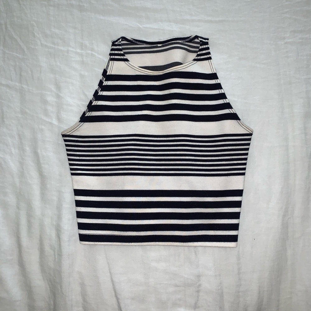 American Apparel Striped cropped tank top